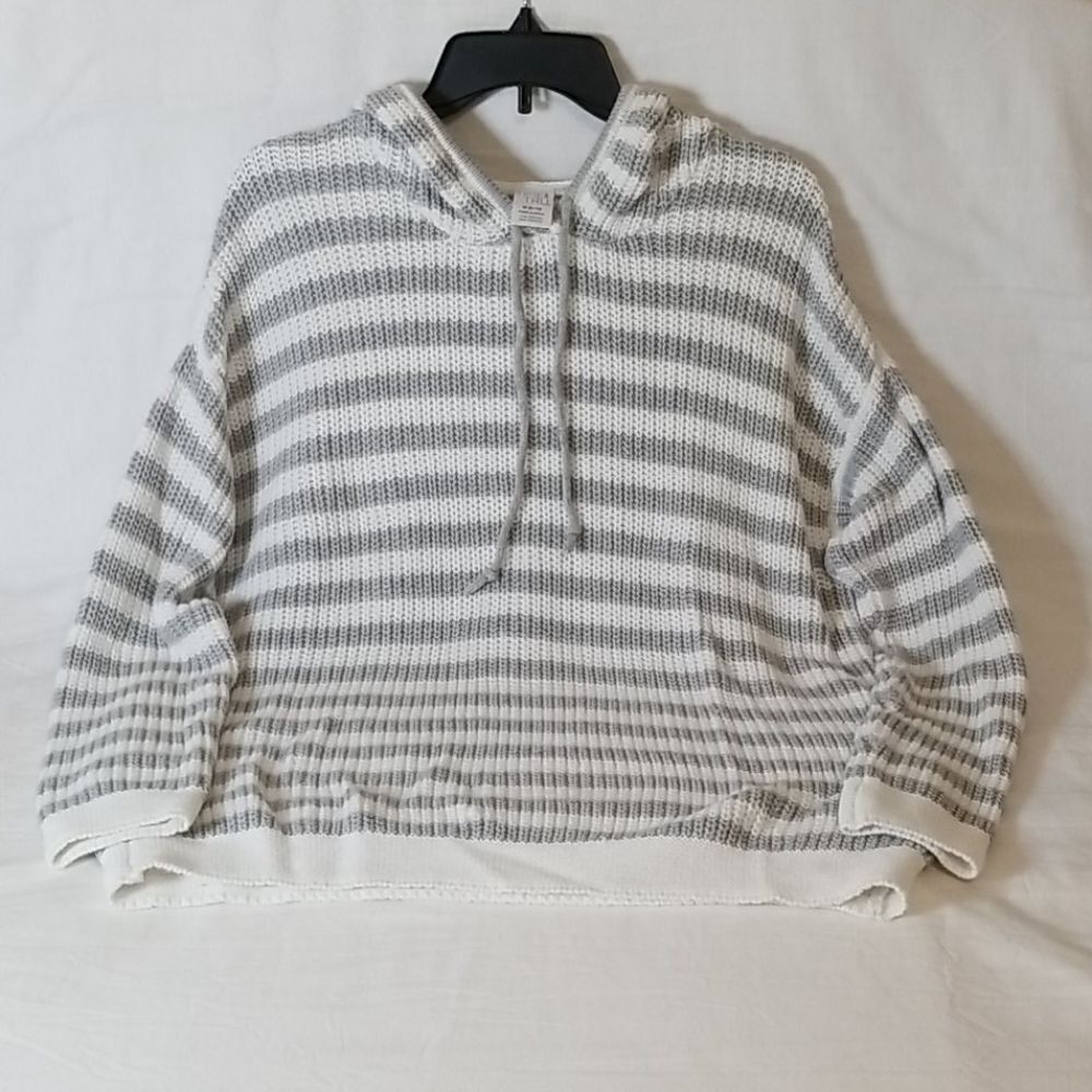 Time and Tru Gray & White‎ Striped Hooded Sweater